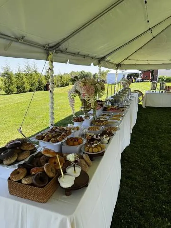 An outdoor celebration buffet