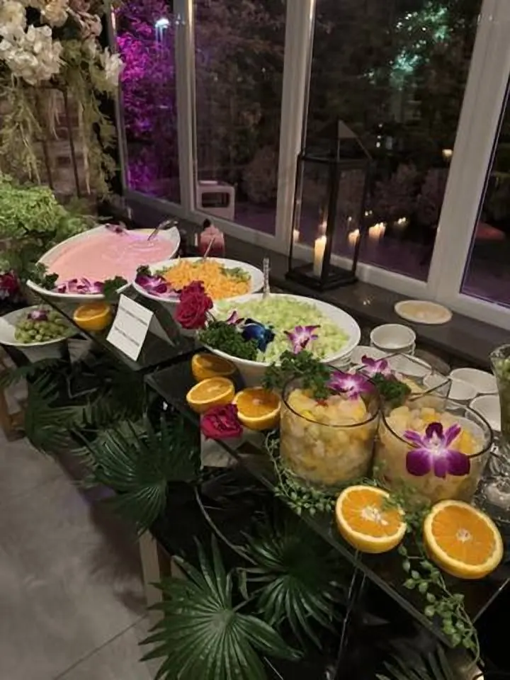A colorful fruit-custard display