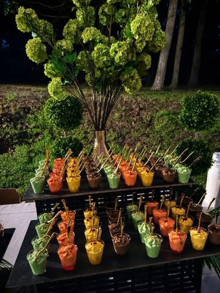 Individual desserts for an evening event