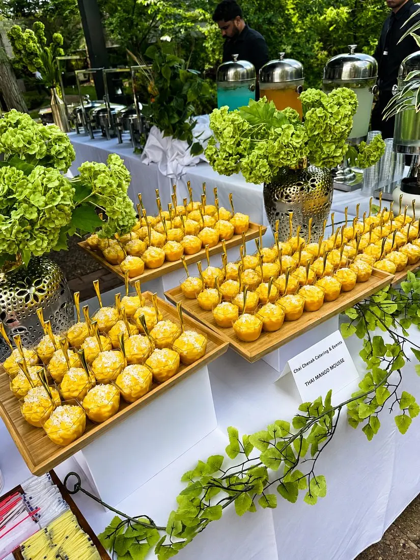 Golden dessert cups on display