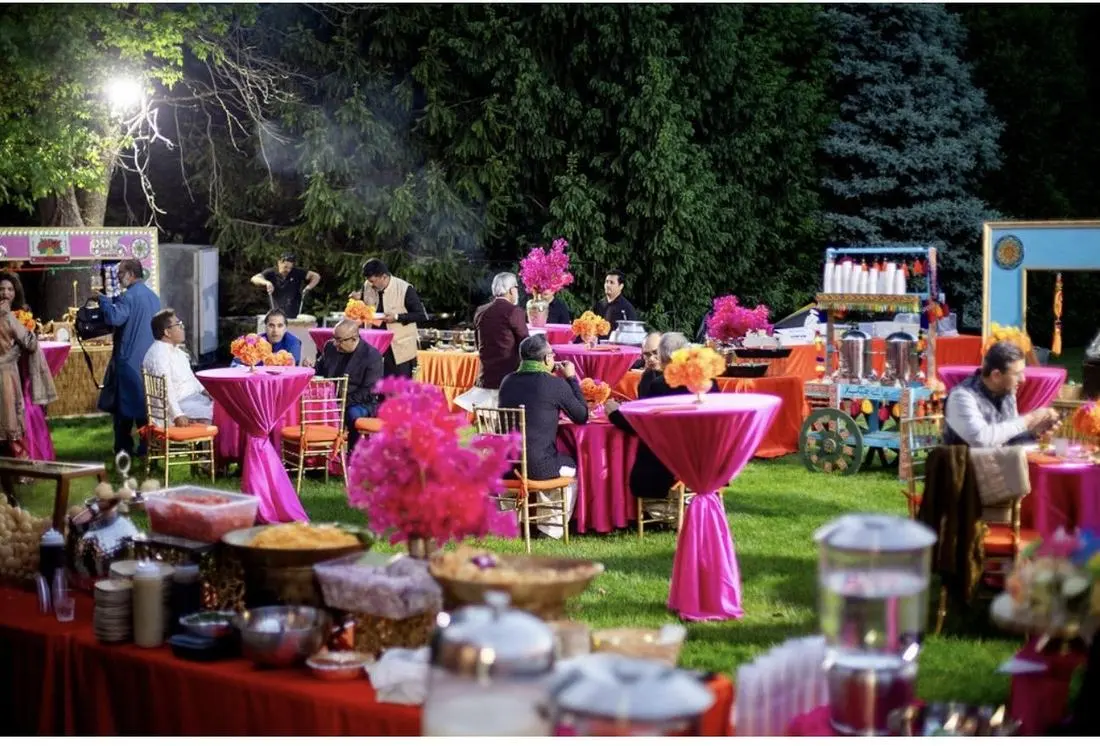 Garden reception at dusk