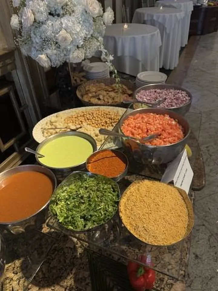 Papri chaat and colorful accompaniments